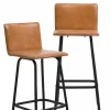 Made in Meubles Tabouret De Bar<Tabouret de bar en cuir marron Louise (lot de 2)