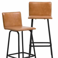 Made in Meubles Tabouret De Bar<Tabouret de bar en cuir marron Louise (lot de 2)