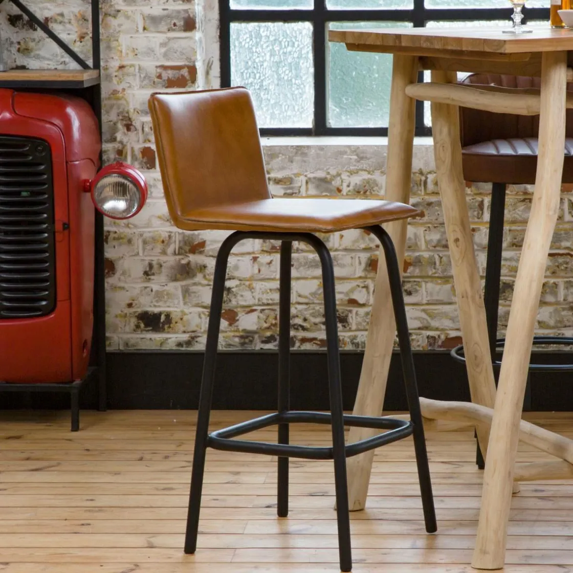 Made in Meubles Tabouret De Bar<Tabouret de bar en cuir marron Louise (lot de 2)