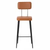 Made in Meubles Tabouret De Bar<Tabouret de bar en cuir marron et métal noir Victoire