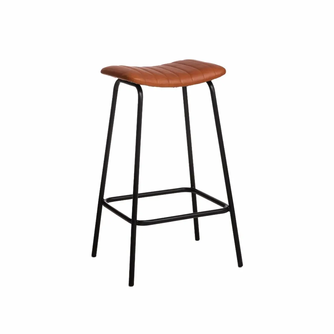 Made in Meubles Tabouret De Bar<Tabouret de bar en cuir marron et métal Alexandre (lot de 2)