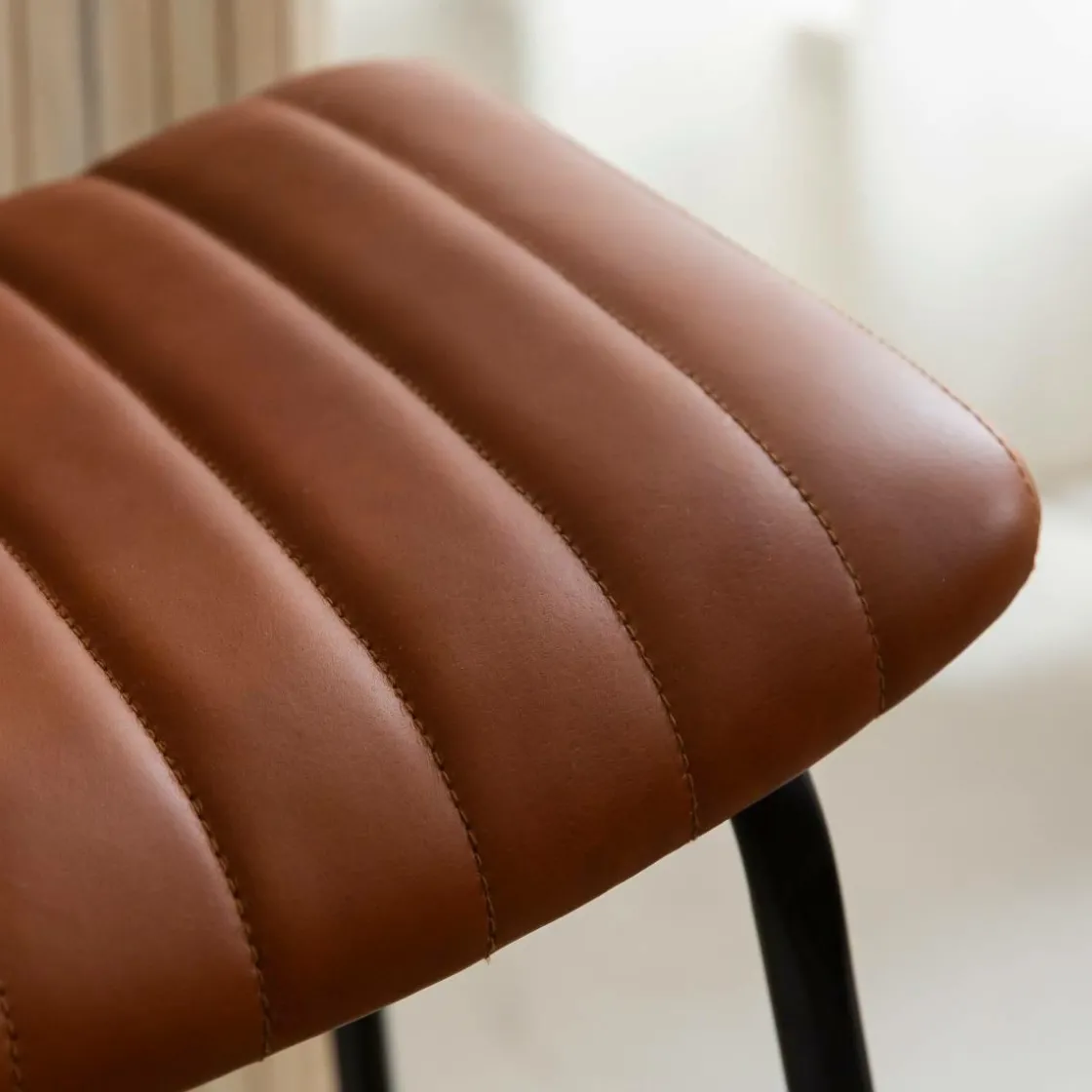 Made in Meubles Tabouret De Bar<Tabouret de bar en cuir marron et métal Alexandre (lot de 2)