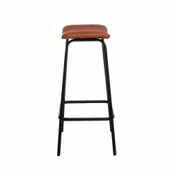 Made in Meubles Tabouret De Bar<Tabouret de bar en cuir marron et métal Alexandre (lot de 2)
