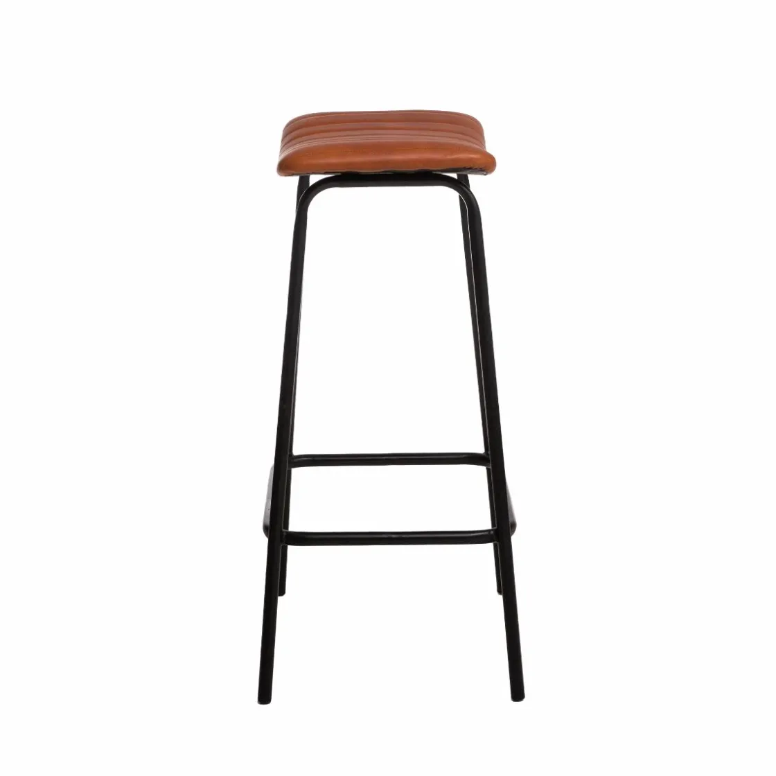 Made in Meubles Tabouret De Bar<Tabouret de bar en cuir marron et métal Alexandre (lot de 2)