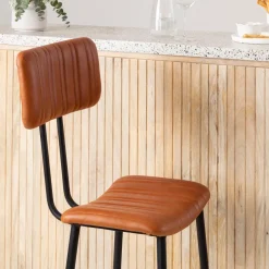 Made in Meubles Tabouret De Bar<Tabouret de bar en cuir marron Carl