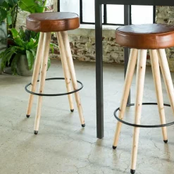 Made in Meubles Tabouret De Bar<Tabouret de bar en cuir marron Jocelin