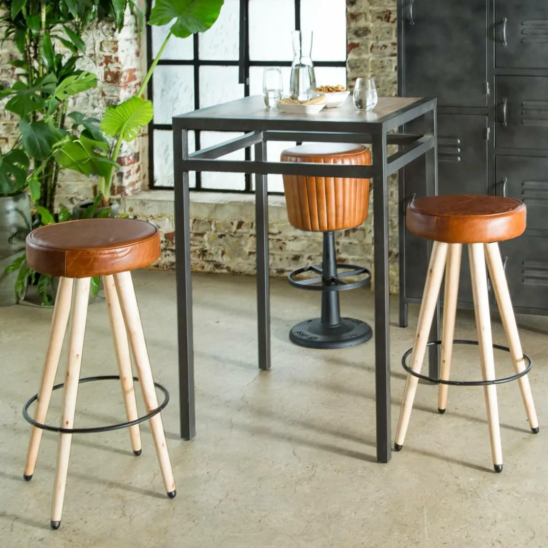 Made in Meubles Tabouret De Bar<Tabouret de bar en cuir marron Jocelin