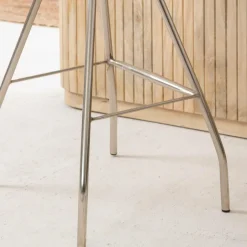 Made in Meubles Tabouret De Bar<Tabouret de bar en cuir noir et métal Lya