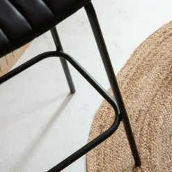 Made in Meubles Tabouret De Bar<Tabouret de bar en cuir noir et métal Alexandre (lot de 2)