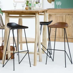 Made in Meubles Tabouret De Bar<Tabouret de bar en cuir noir Archi