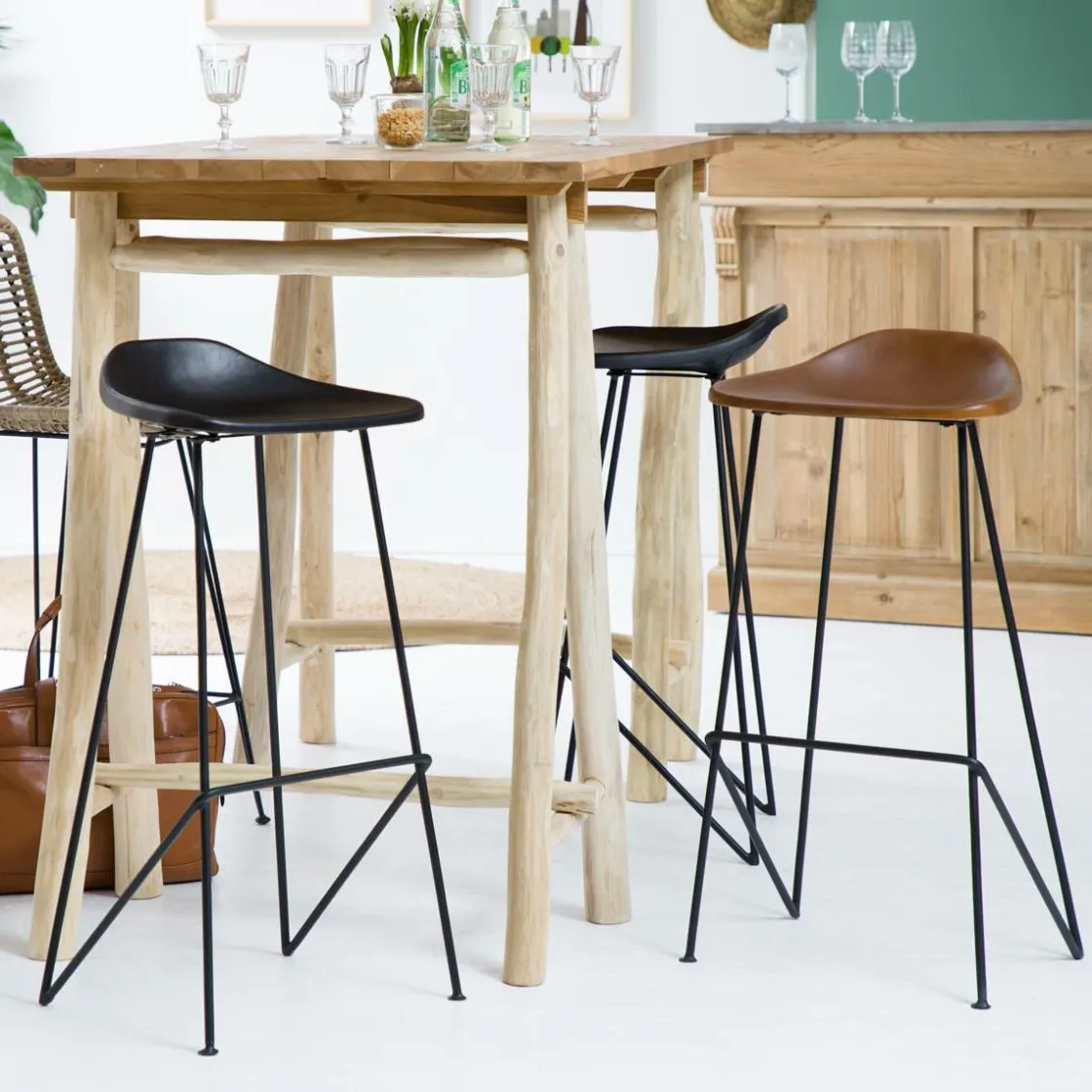 Made in Meubles Tabouret De Bar<Tabouret de bar en cuir noir Archi
