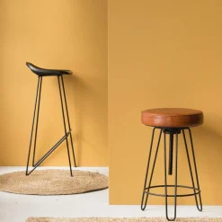 Made in Meubles Tabouret De Bar<Tabouret de bar en cuir noir Archi