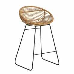 Made in Meubles Tabouret De Bar<Tabouret de bar rond en rotin et métal Calvi