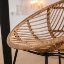 Made in Meubles Tabouret De Bar<Tabouret de bar rond en rotin et métal Calvi