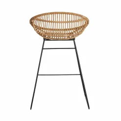 Made in Meubles Tabouret De Bar<Tabouret de bar rond en rotin et métal Calvi