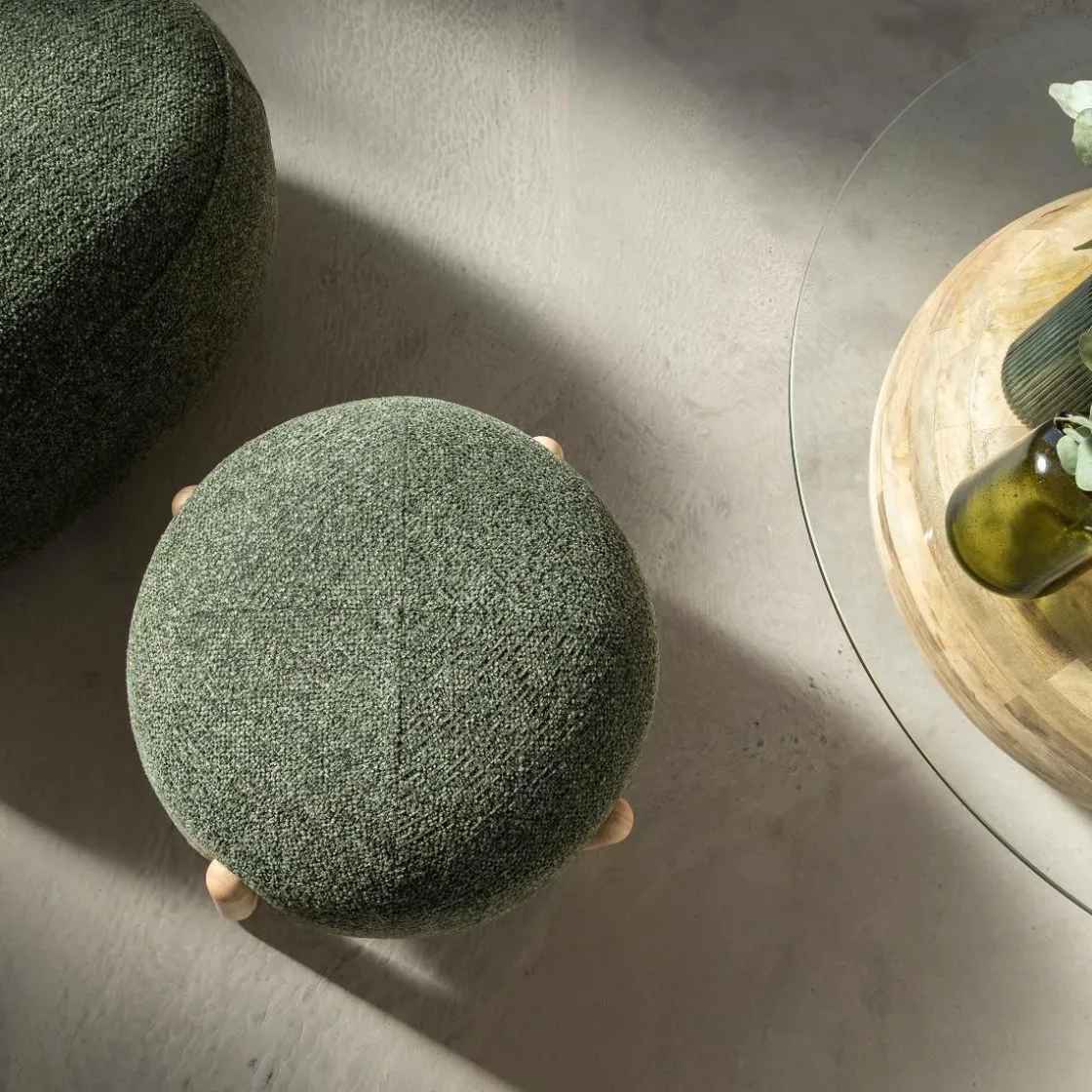 Made in Meubles Tabouret<Tabouret en tissu bouclette Nério