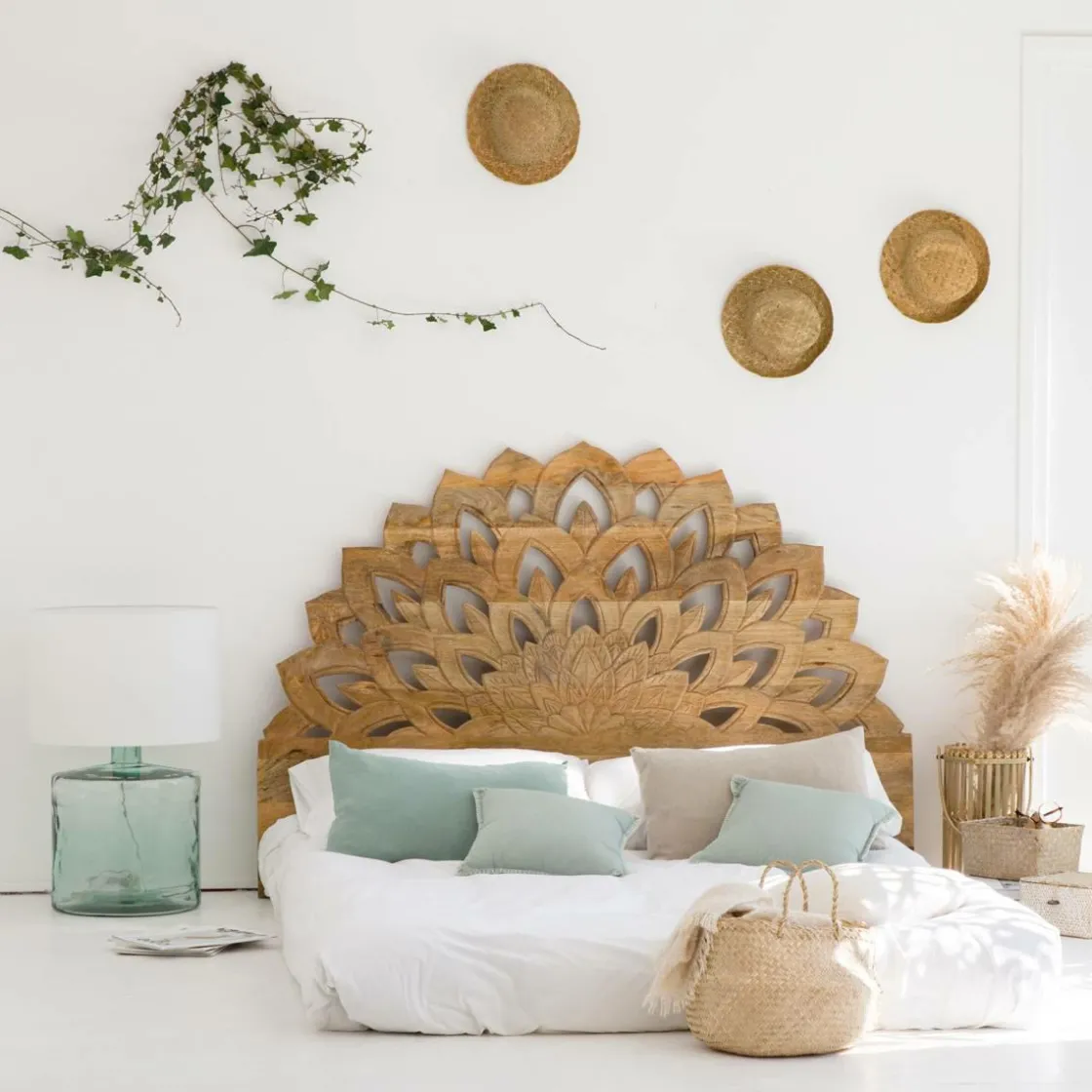 Made in Meubles Tête De Lit<Tête de lit lotus en bois de manguier sculpté 160 cm Valentina