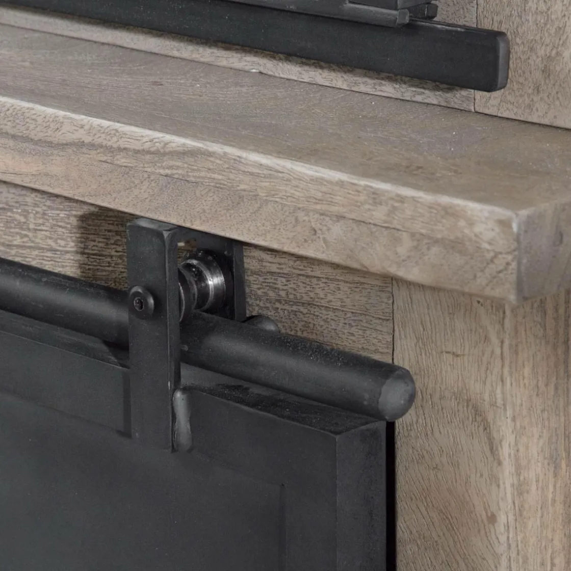 Made in Meubles Vaisselier<Vaisselier en bois de manguier brossé et métal gris Helsinki