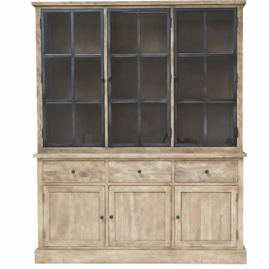 Made in Meubles Vaisselier<Vaisselier en bois de manguier brossée et métal noir Clotilde