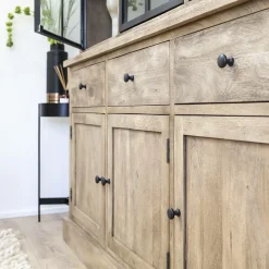 Made in Meubles Vaisselier<Vaisselier en bois de manguier brossée et métal noir Clotilde