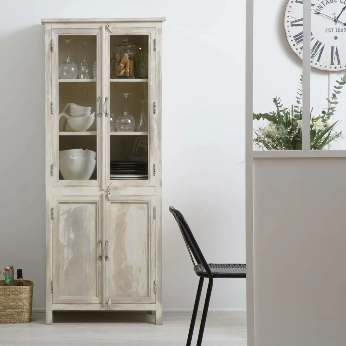 Made in Meubles Vaisselier<Vaisselier en bois de manguier blanchi Cuzco