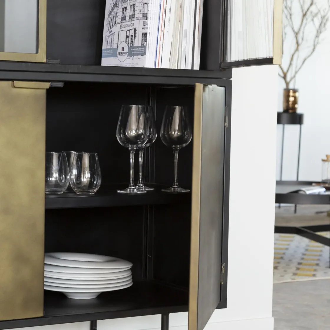 Made in Meubles Vaisselier<Vaisselier en laiton et métal Janelle