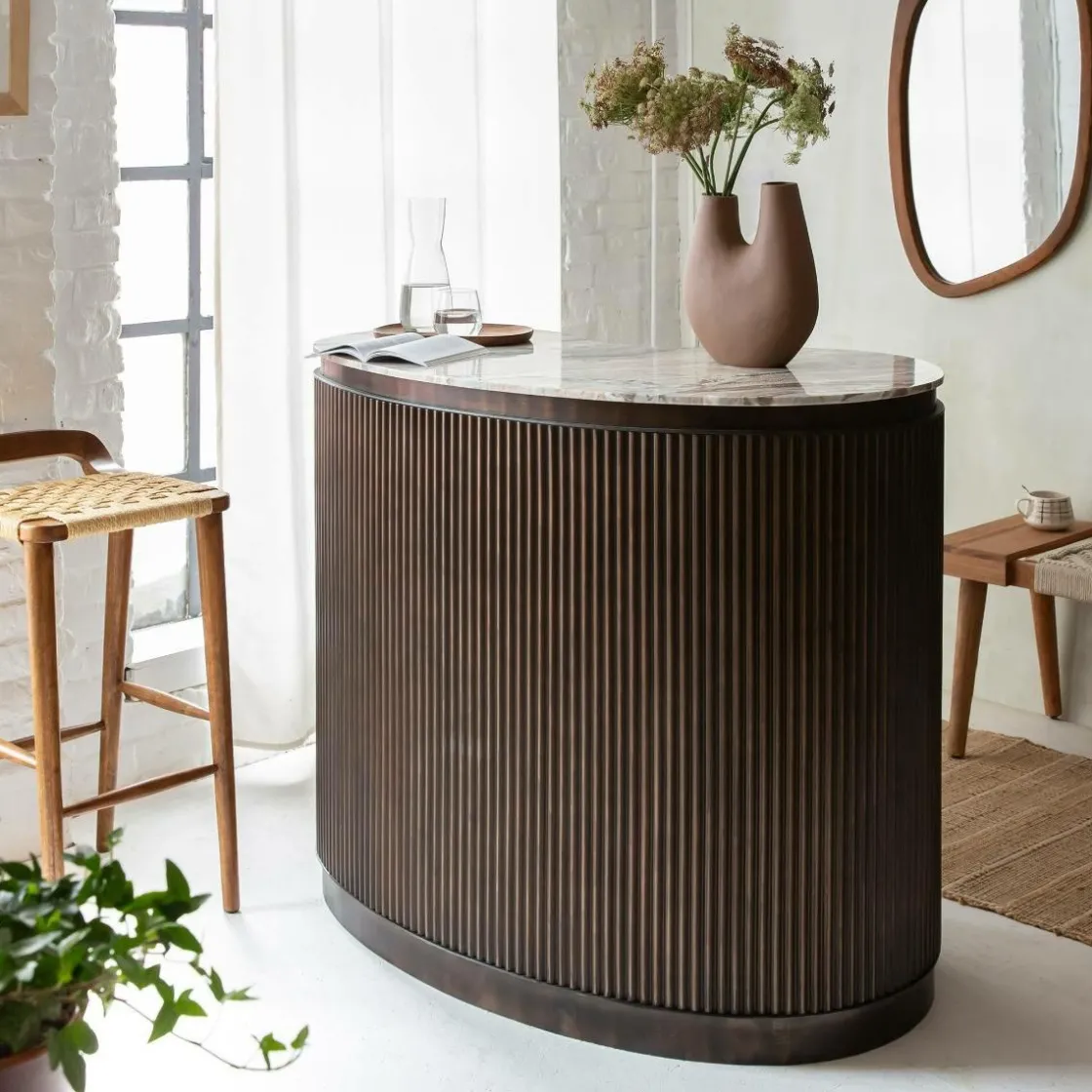 Made in Meubles Décoration<Vase marron 2 tiges en aluminium Tulipa