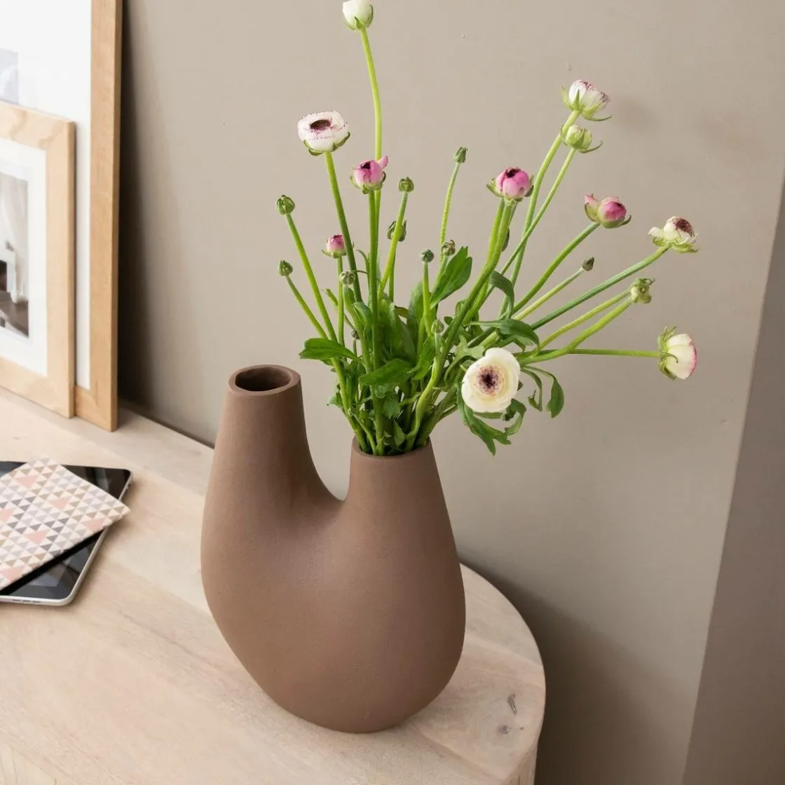 Made in Meubles Décoration<Vase marron 2 tiges en aluminium Tulipa