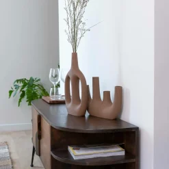 Made in Meubles Décoration<Vase marron 4 tiges en aluminium Dahlia