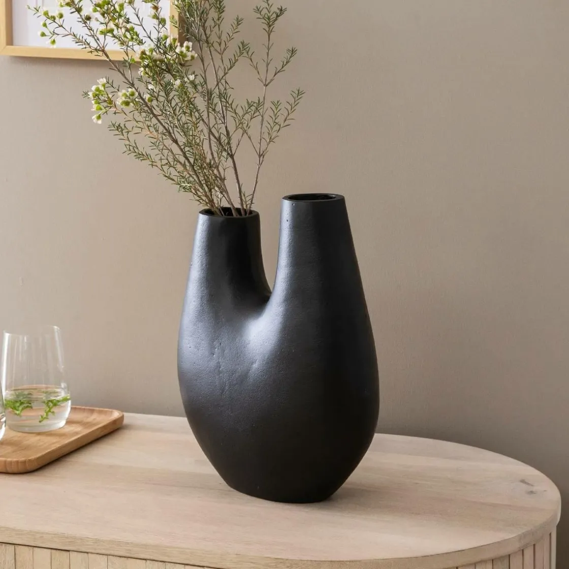 Made in Meubles Décoration<Vase noir 2 tiges en aluminium Tulipa