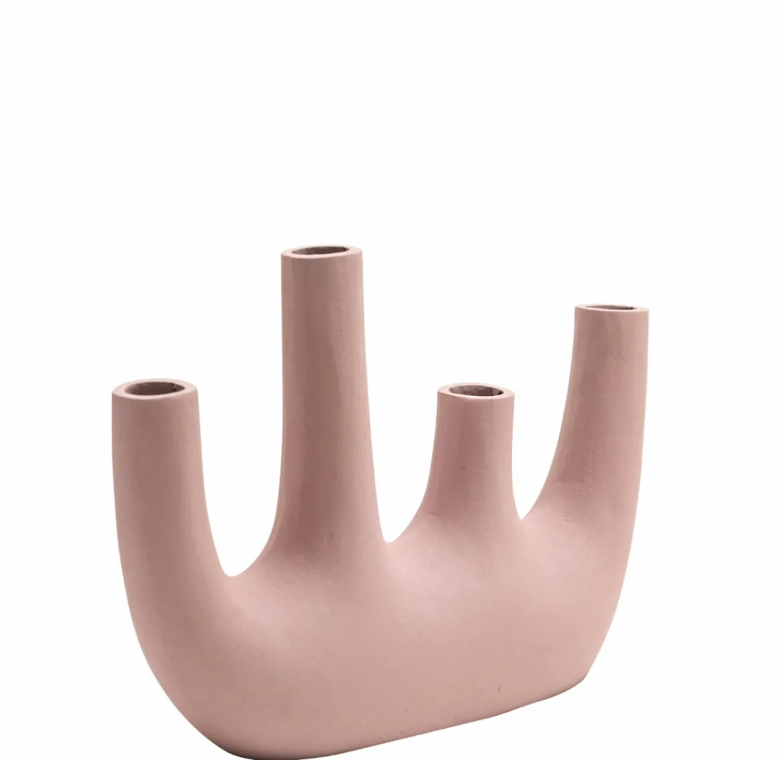 Made in Meubles Décoration<Vase rose 4 tiges en aluminium Dahlia