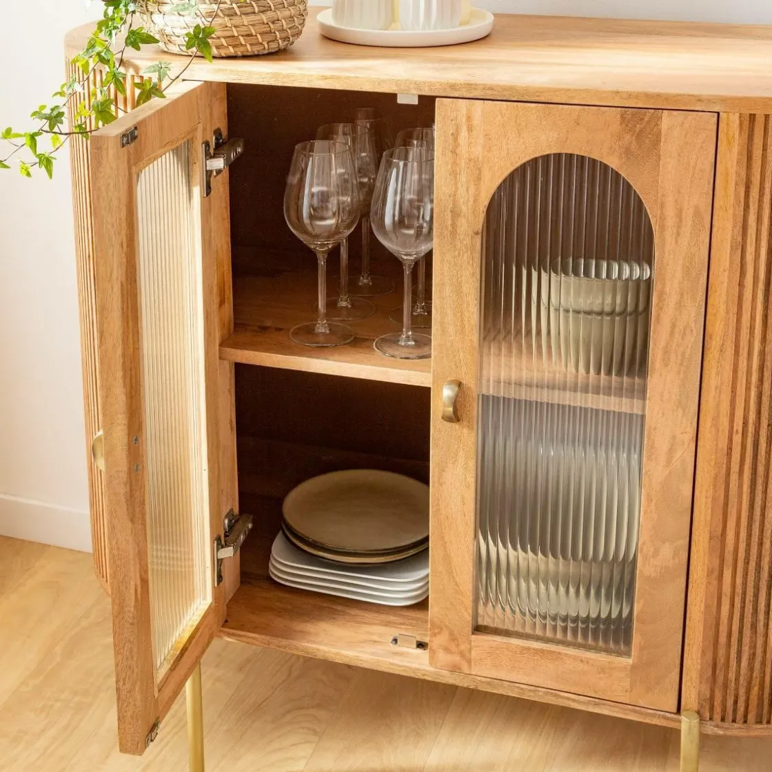 Made in Meubles Vitrine<Vitrine arrondie en bois de manguier Maria