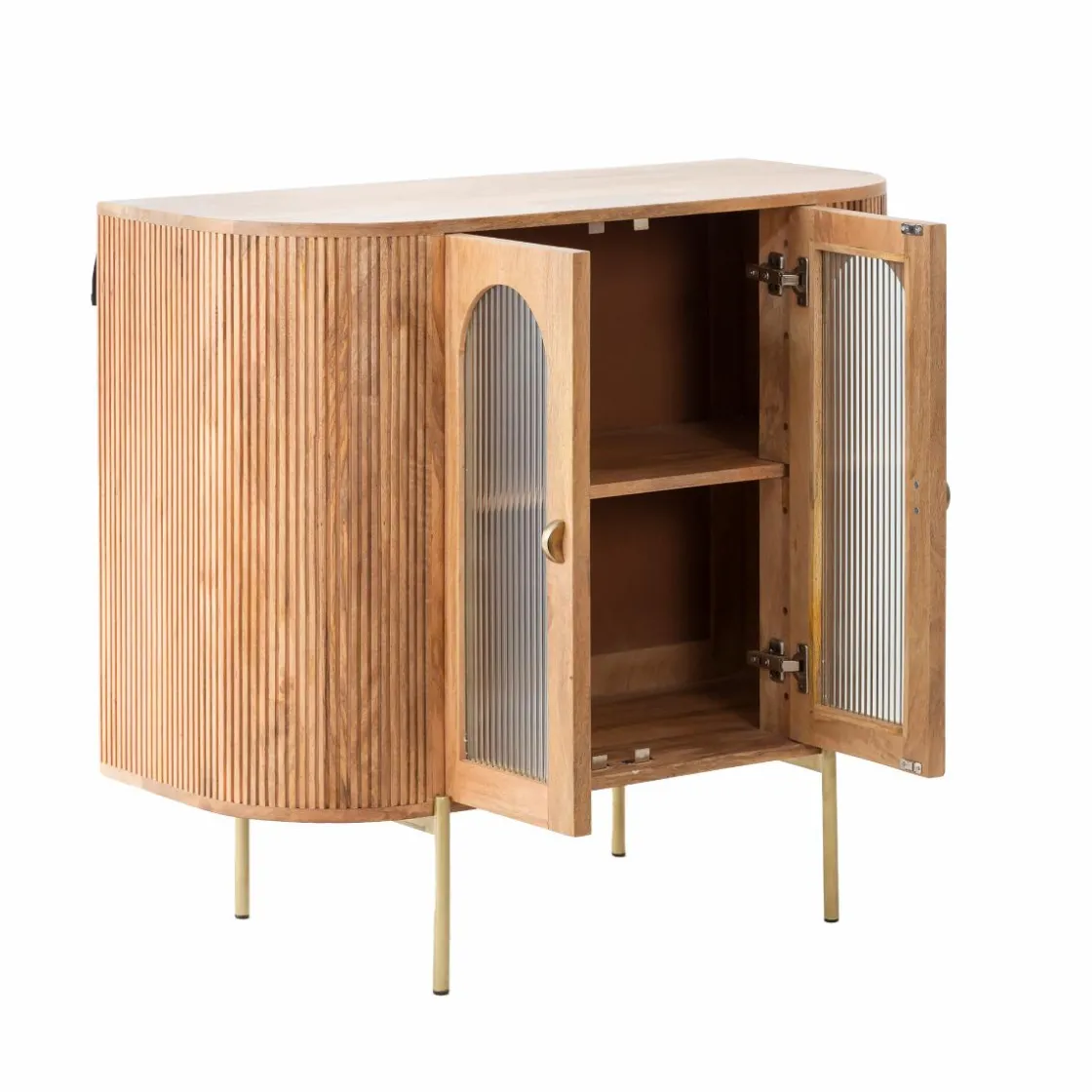 Made in Meubles Vitrine<Vitrine arrondie en bois de manguier Maria