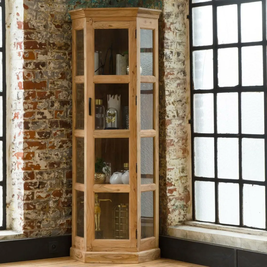 Made in Meubles Vitrine<Vitrine d'angle en bois d'acacia Esmée