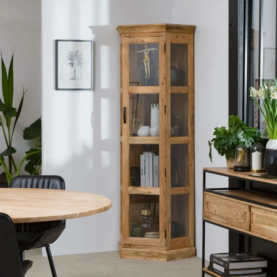 Made in Meubles Vitrine<Vitrine d'angle en bois d'acacia Esmée