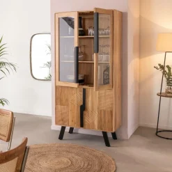 Made in Meubles Vitrine<Vitrine en bois d'acacia et métal Mano