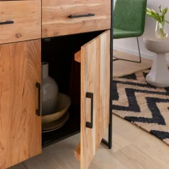 Made in Meubles Vitrine<Vitrine en bois d'acacia et métal Bosco