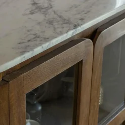 Made in Meubles Vitrine<Vitrine en bois de manguier et marbre Sienne