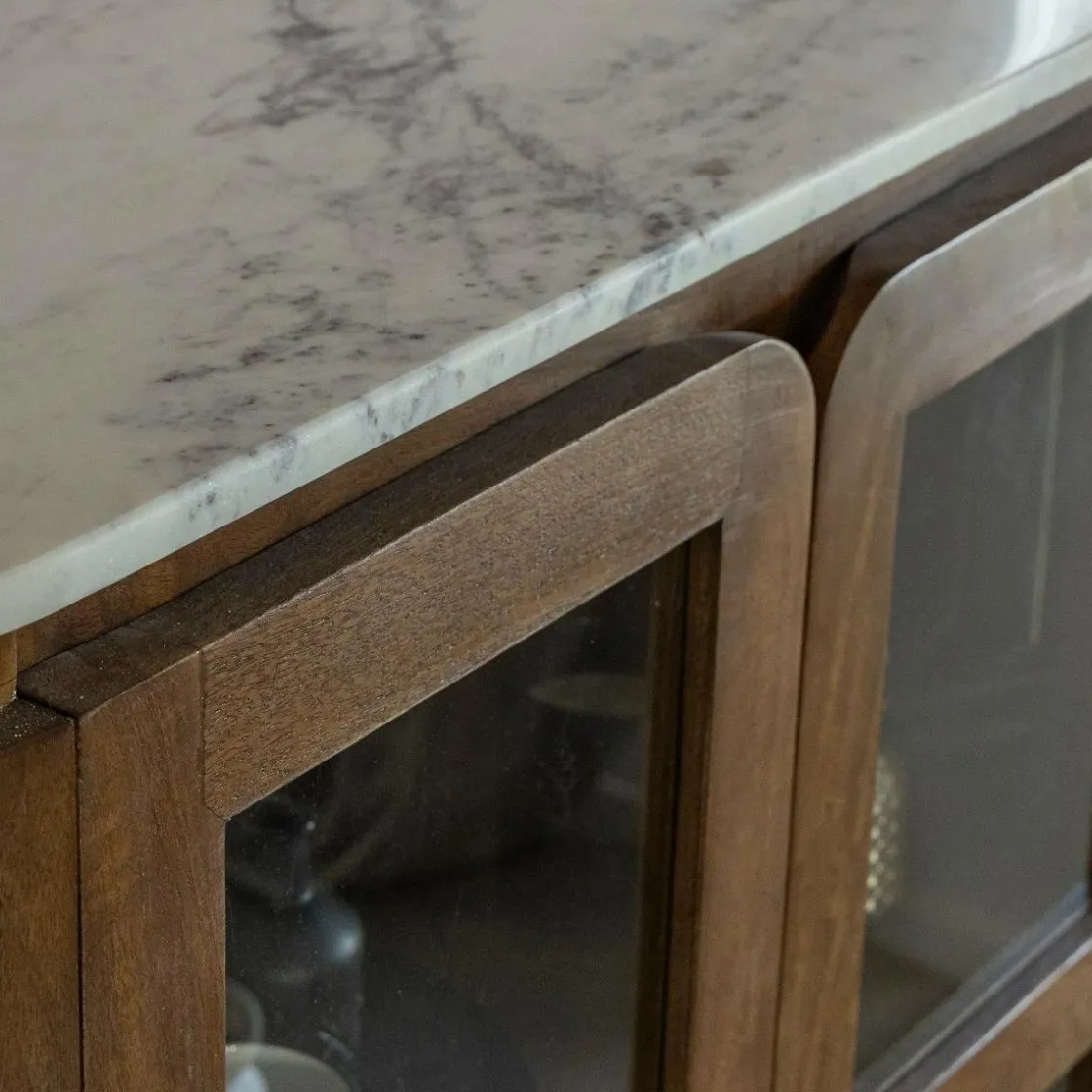 Made in Meubles Vitrine<Vitrine en bois de manguier et marbre Sienne