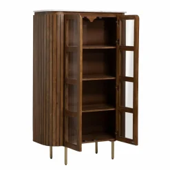 Made in Meubles Vitrine<Vitrine en bois de manguier et marbre Sienne