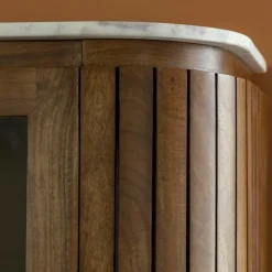 Made in Meubles Vitrine<Vitrine en bois de manguier et marbre Sienne