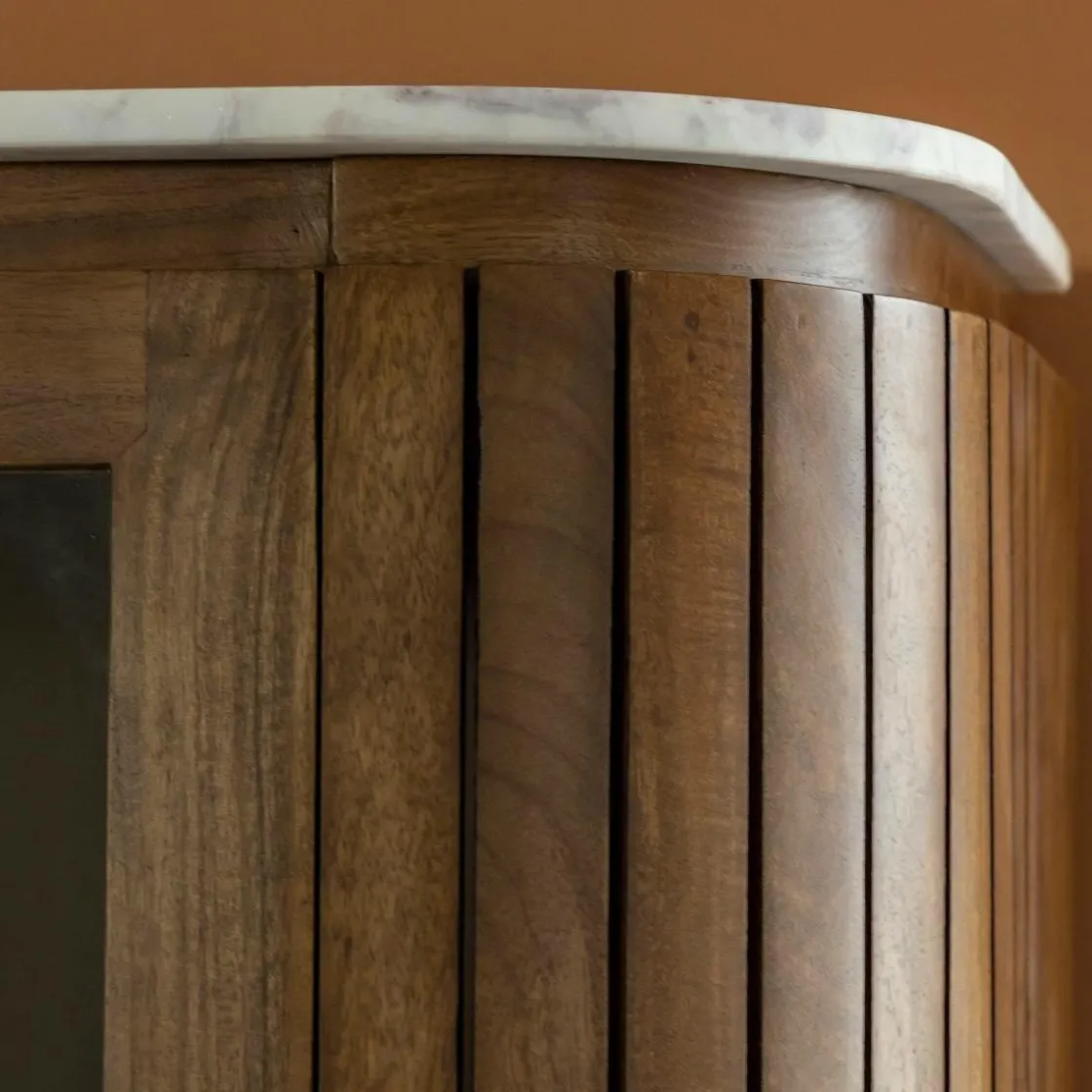 Made in Meubles Vitrine<Vitrine en bois de manguier et marbre Sienne