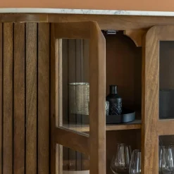 Made in Meubles Vitrine<Vitrine en bois de manguier et marbre Sienne