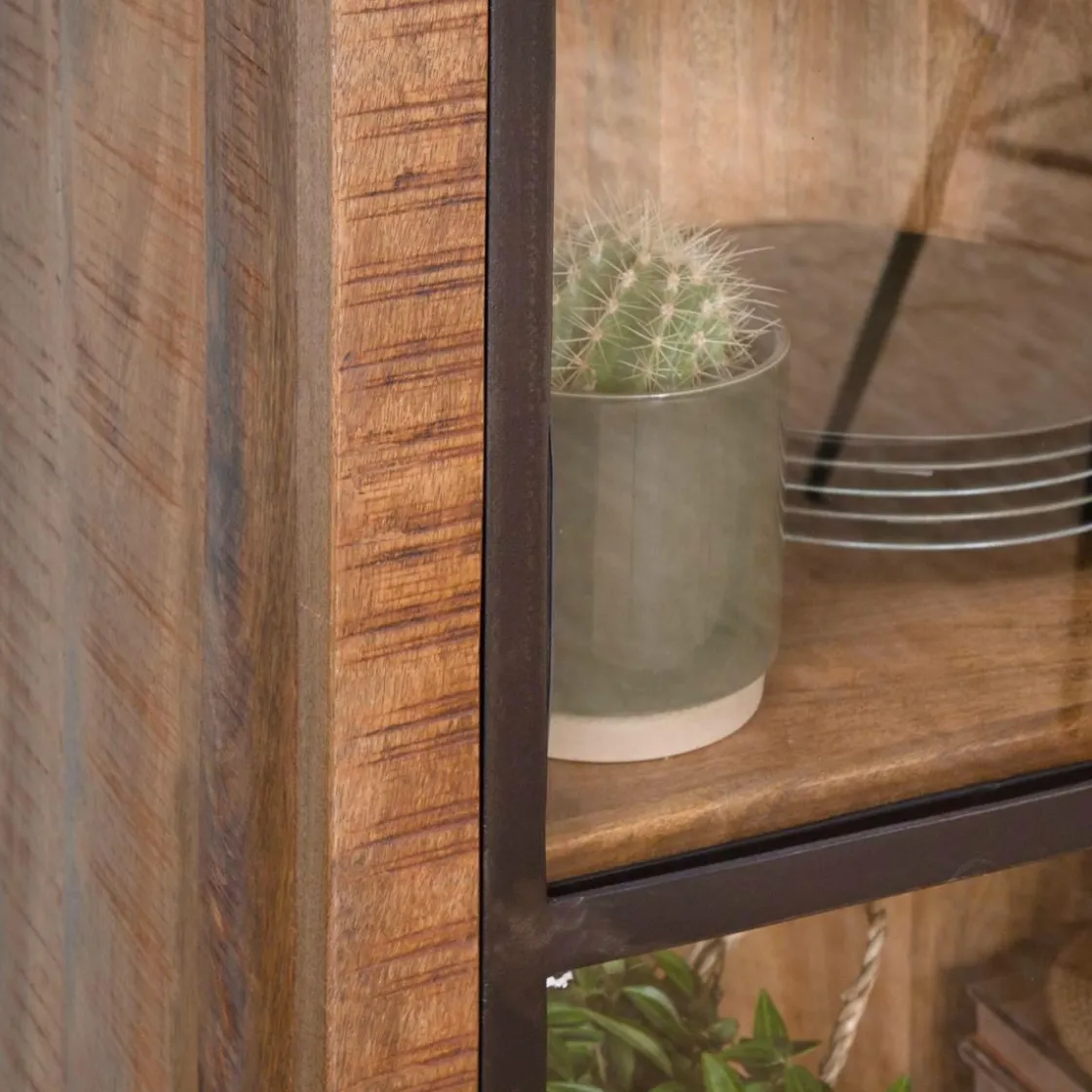 Made in Meubles Vitrine<Vitrine en bois de manguier et métal Ambroisa