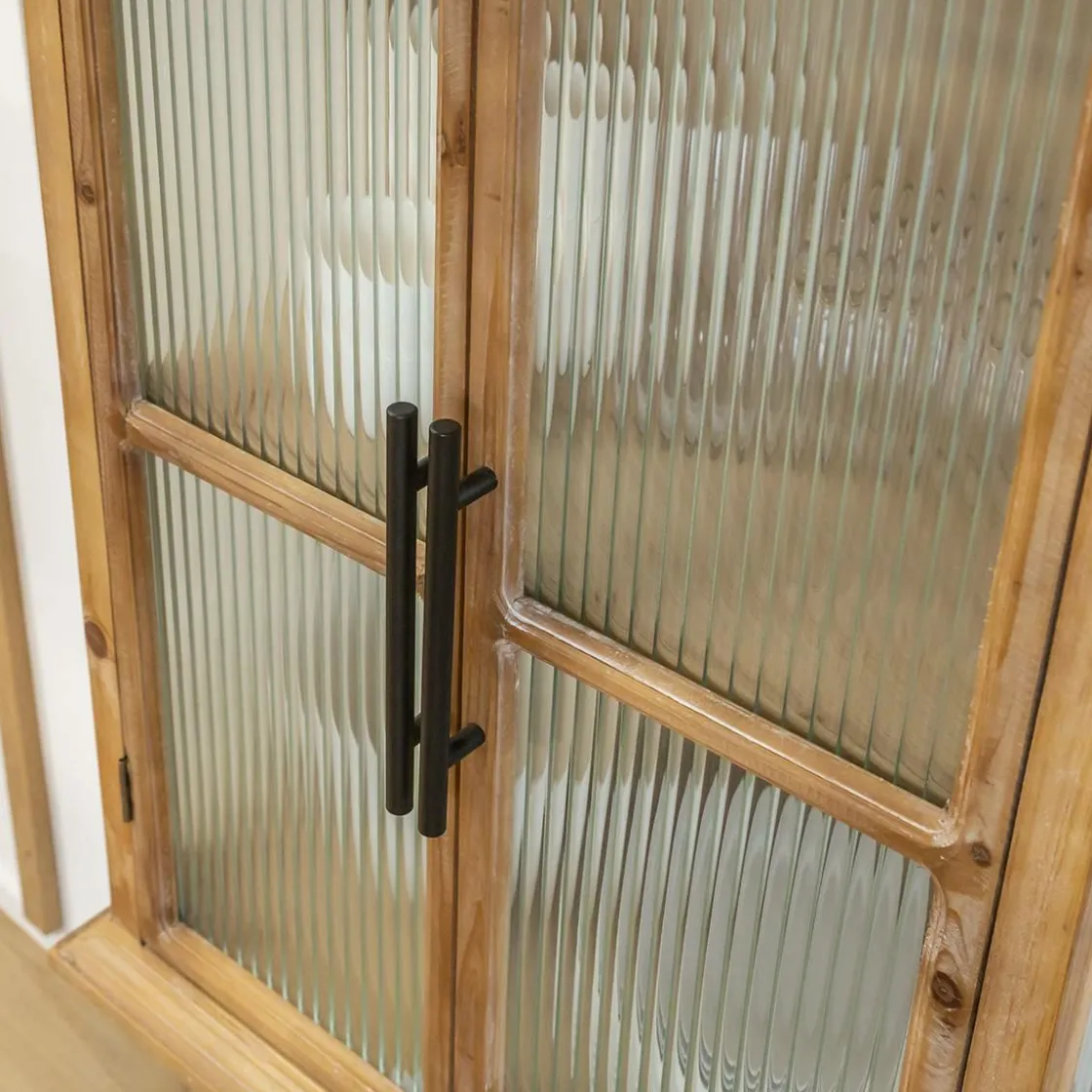 Made in Meubles Vaisselier|Vitrine<Vitrine en bois de sapin et verre strié 2 portes Nicole