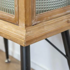 Made in Meubles Vaisselier|Vitrine<Vitrine en bois de sapin et verre strié 2 portes Nicole