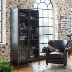 Made in Meubles Vitrine<Vitrine en métal 2 portes Gabin