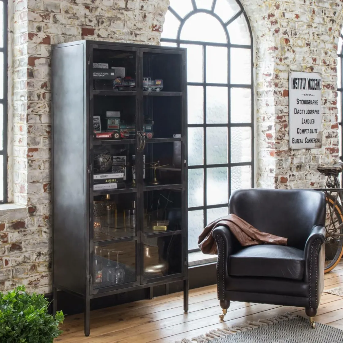 Made in Meubles Vitrine<Vitrine en métal 2 portes Gabin