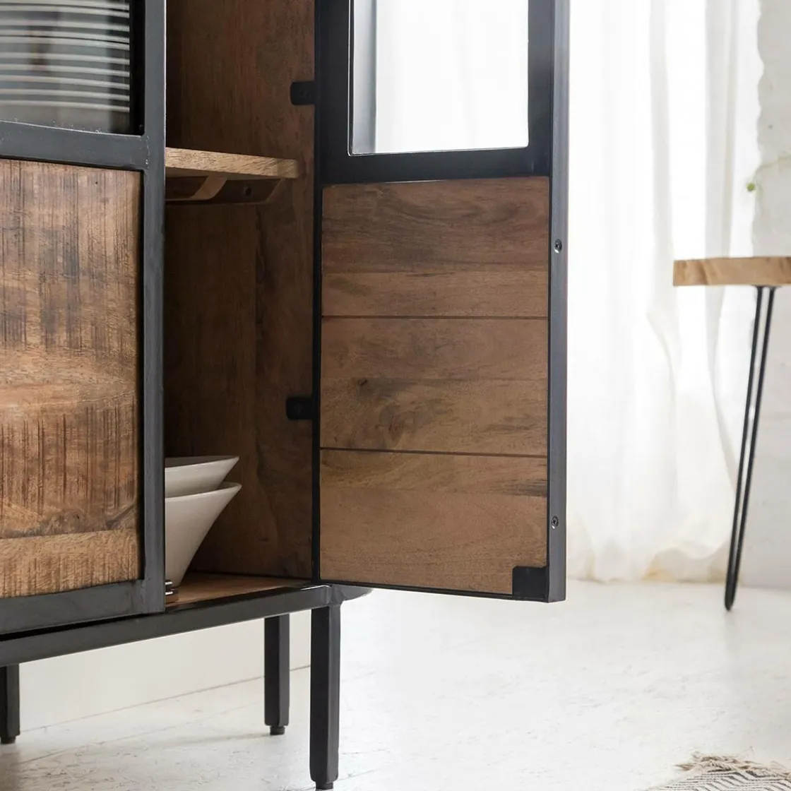 Made in Meubles Bibliothèque|Vitrine<Vitrine en métal et bois de manguier Achille